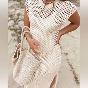 Splendid Cream Crochet Mesh Midi Dress NWT | Size M